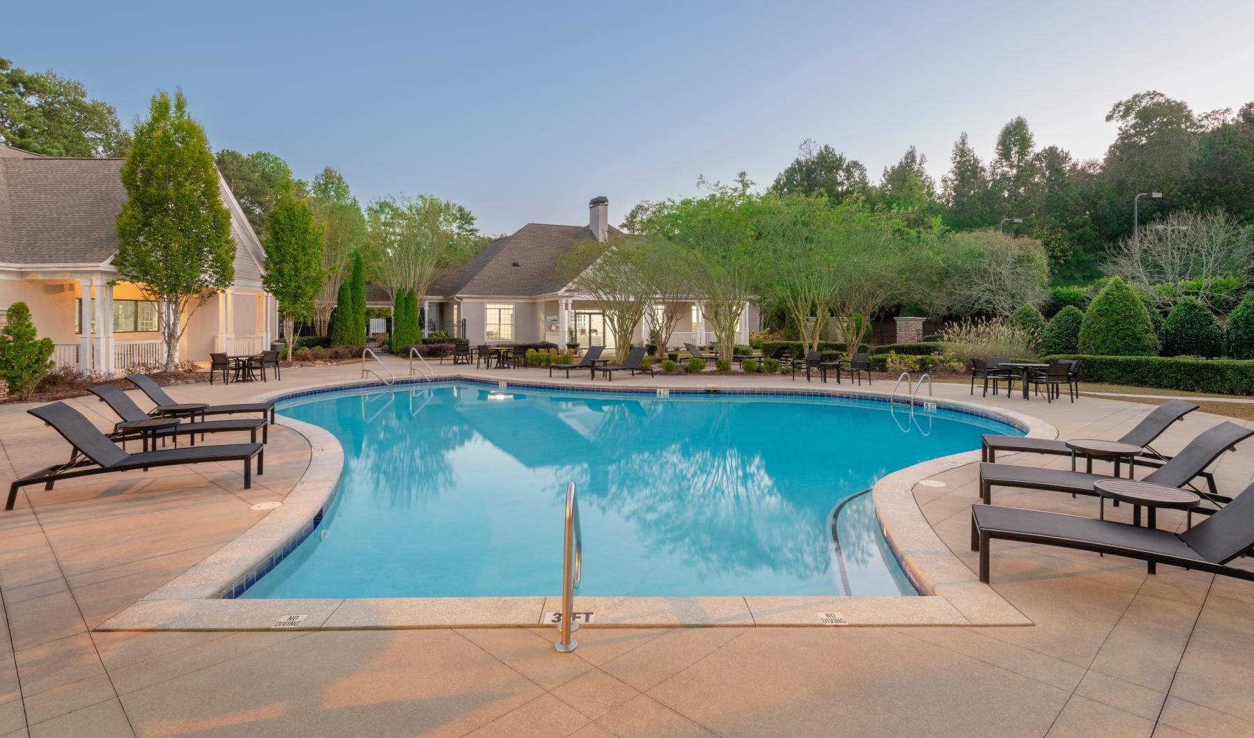 a swimming pool in a backyard