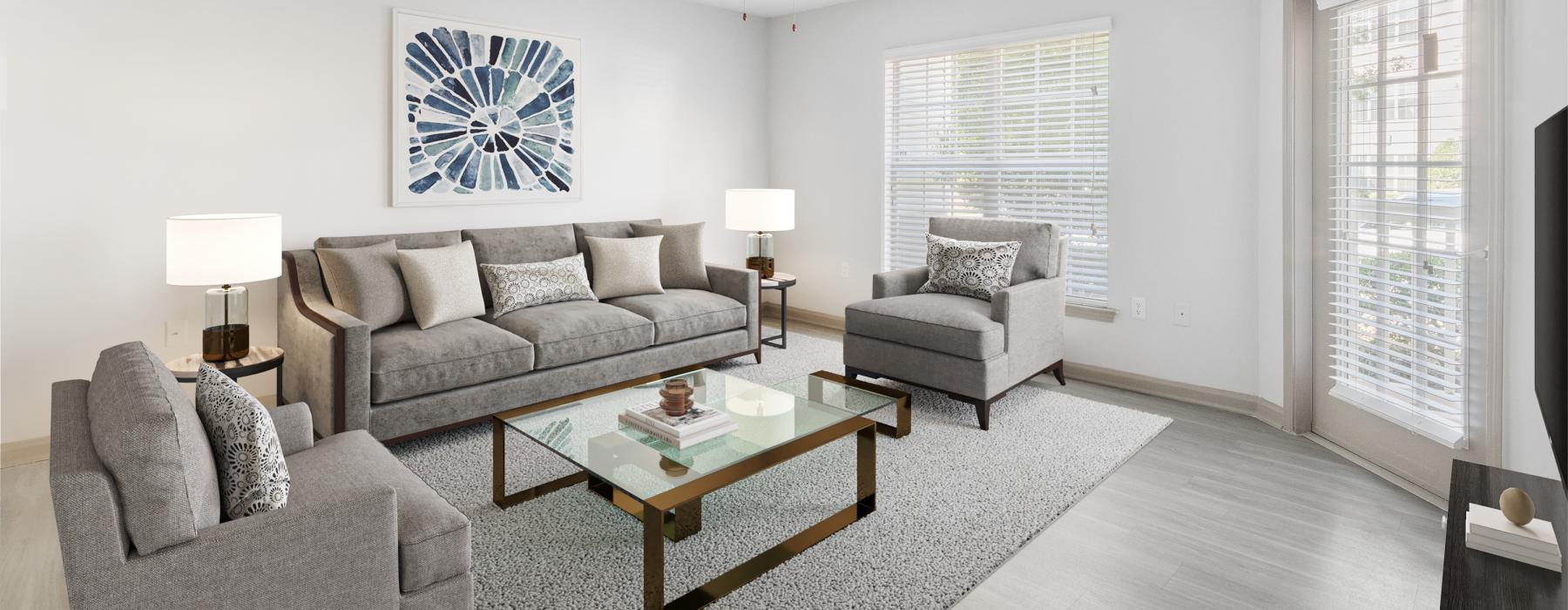 a living room with a couch and a coffee table